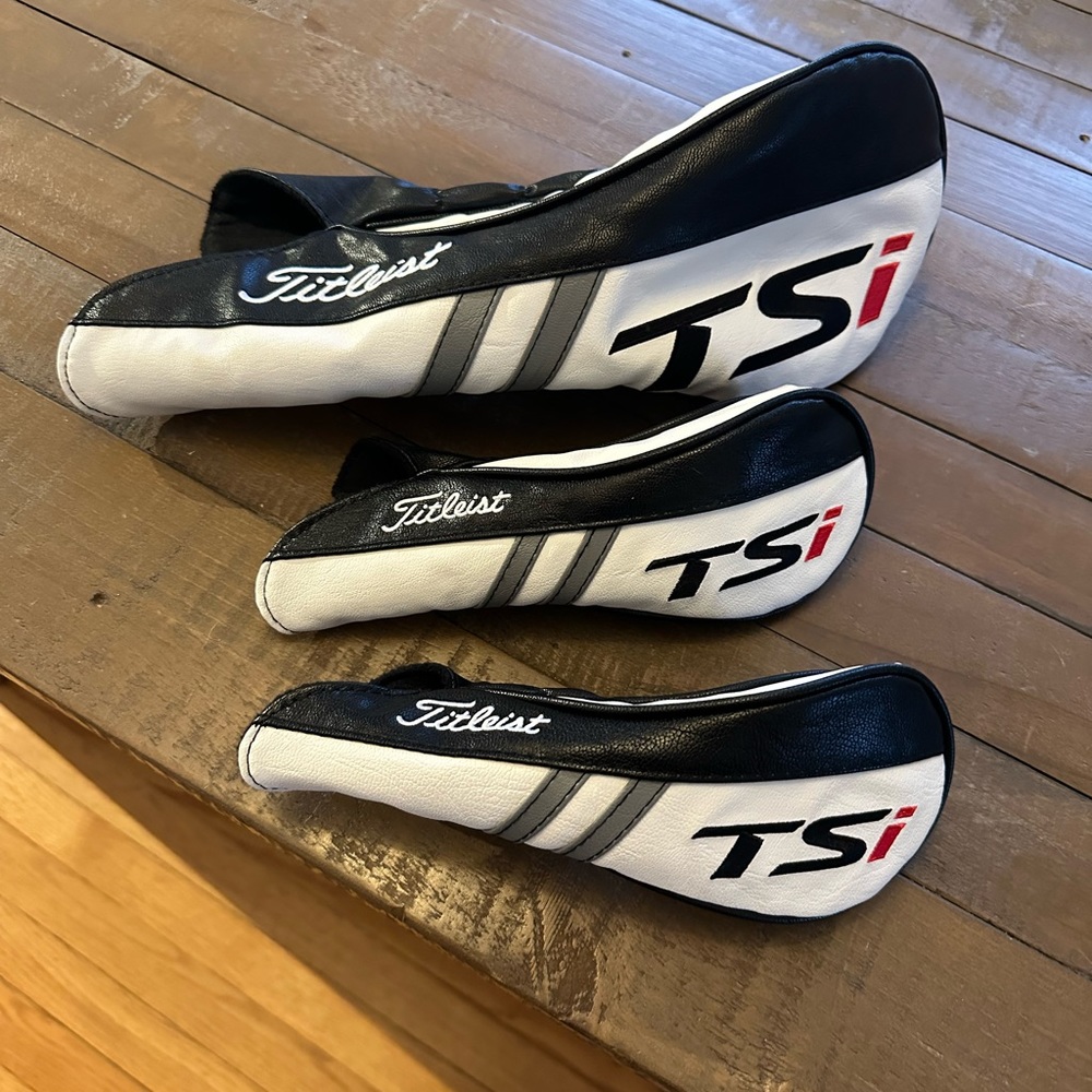Golf Titleist Golf TSi 1 Driver, 2 hybrids Headcovers Leather - Black White Red